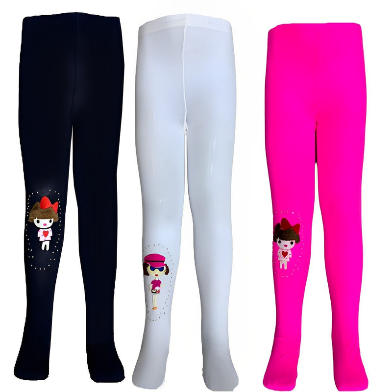 Kit com Meia Calça  40 Fios Lisos Com Desenhos Coloridas