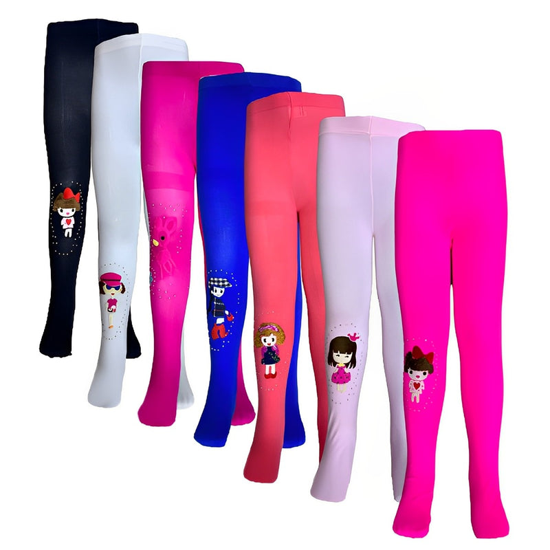 Kit com Meia Calça  40 Fios Lisos Com Desenhos Coloridas