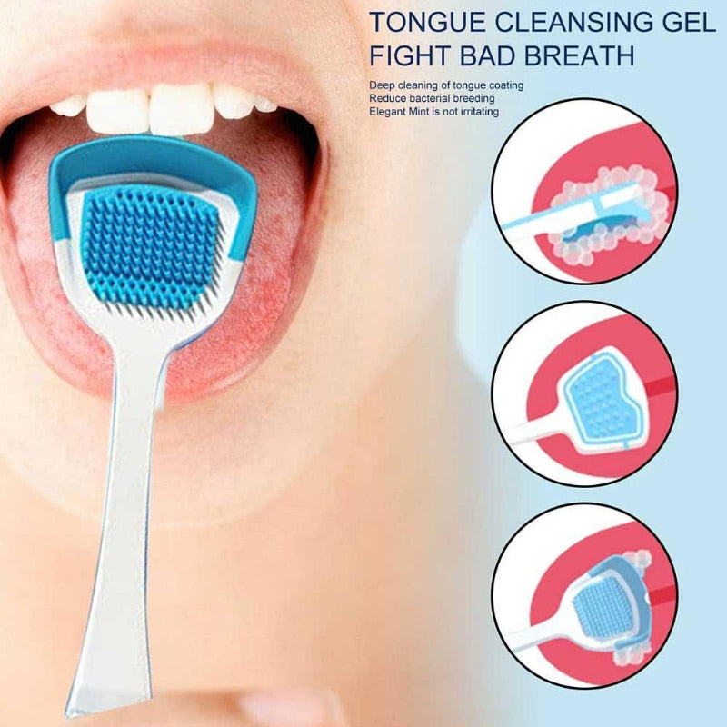Tratamento contra o mau hálito, com gel de limpeza