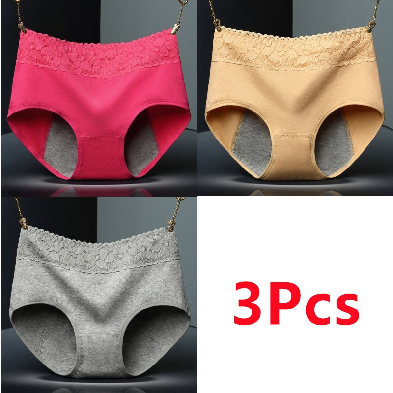 Calcinha Absorvente Seca e Suave em Algodão - Conjunto com 3Pçs