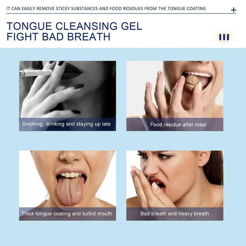 Tratamento contra o mau hálito, com gel de limpeza