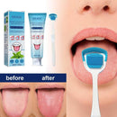 Tratamento contra o mau hálito, com gel de limpeza